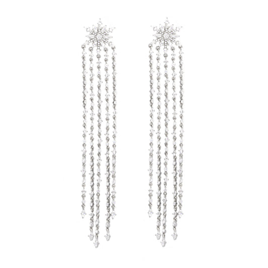 Silver Snowflake Cubic Earrings - justinejewellery