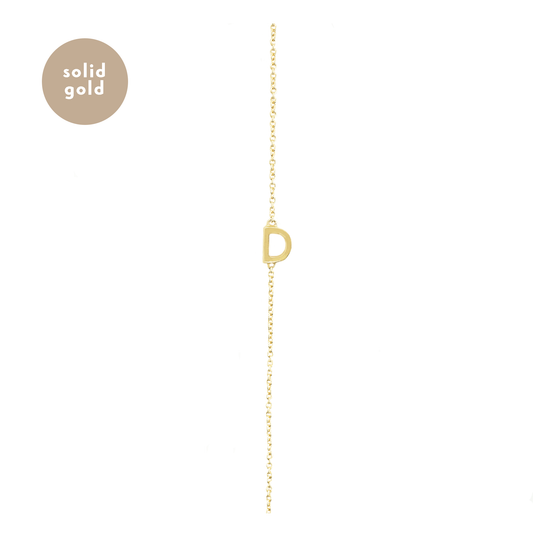 Single Solid Gold Initial Bracelet
