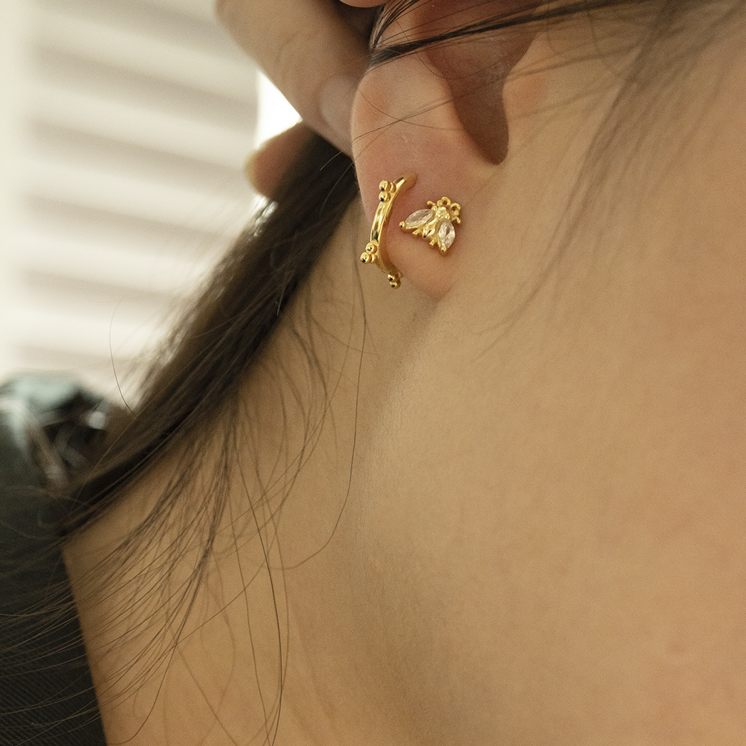 Gold Claire Bug Studs - justinejewellery