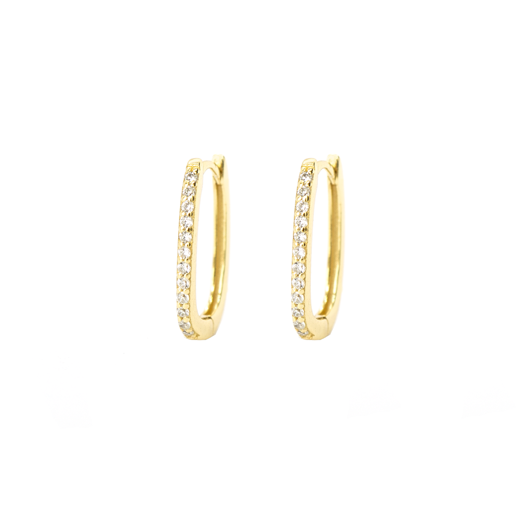 Gold Trixie Oval Cubic Earrings - justinejewellery