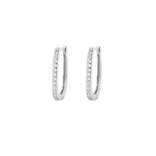 Silver Trixie Oval Cubic Earrings - justinejewellery