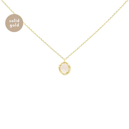 Solid Yellow Gold Moonstone Diamond Necklace