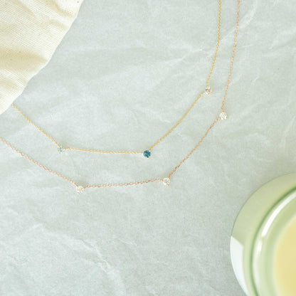 Solid Rose Gold Tri Moissanite Necklace